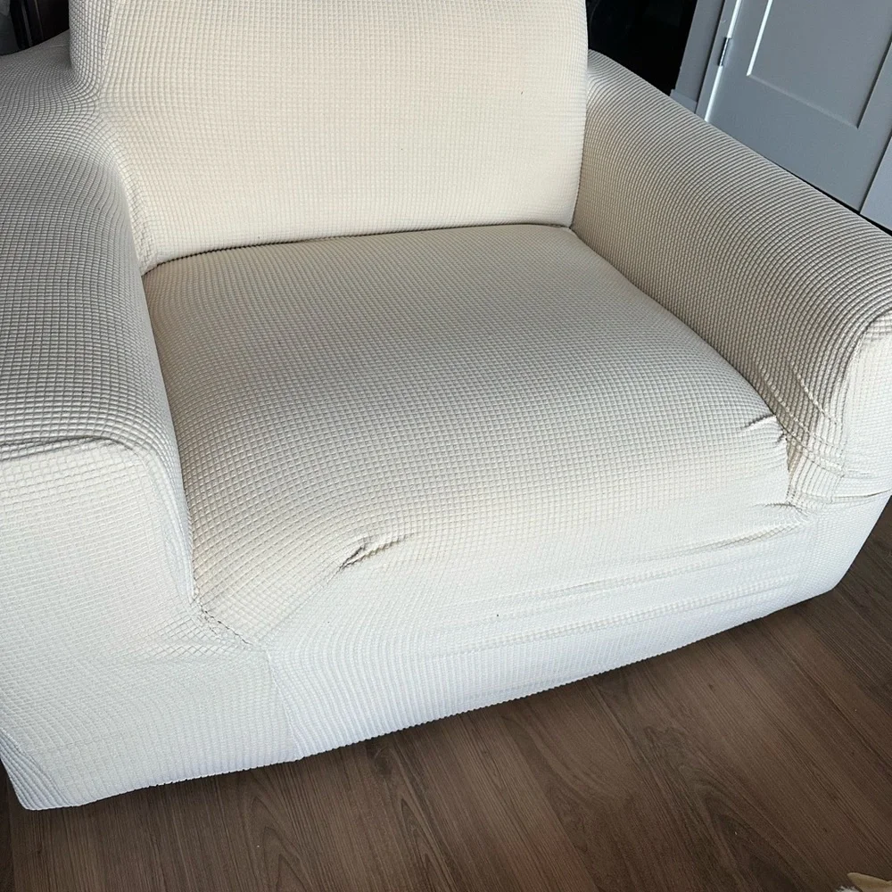 White fabric armchair